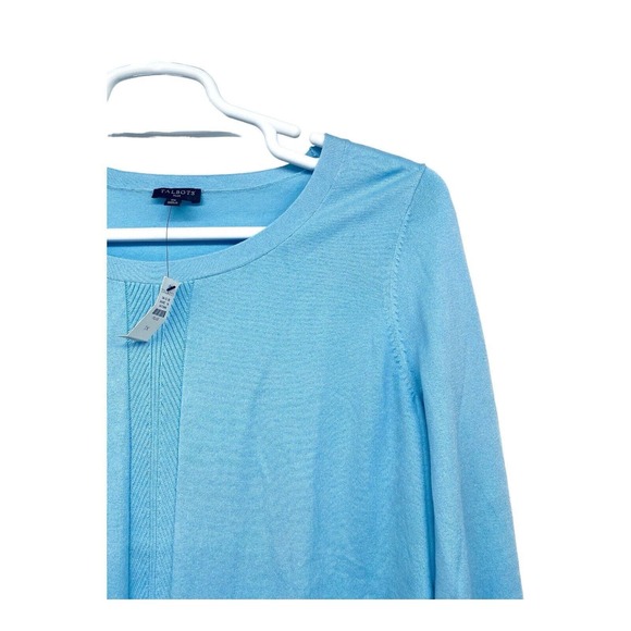 NEW $89 Womens Plus Size 1X Talbots Scooped Neck Sweater Long Sleeve Light Blue - Picture 3 of 6